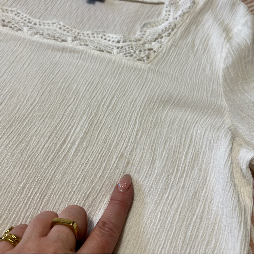 Talbots White Gauzy Cotton Crotchet Swim Coverup Dress L - Picture 4 of 8
